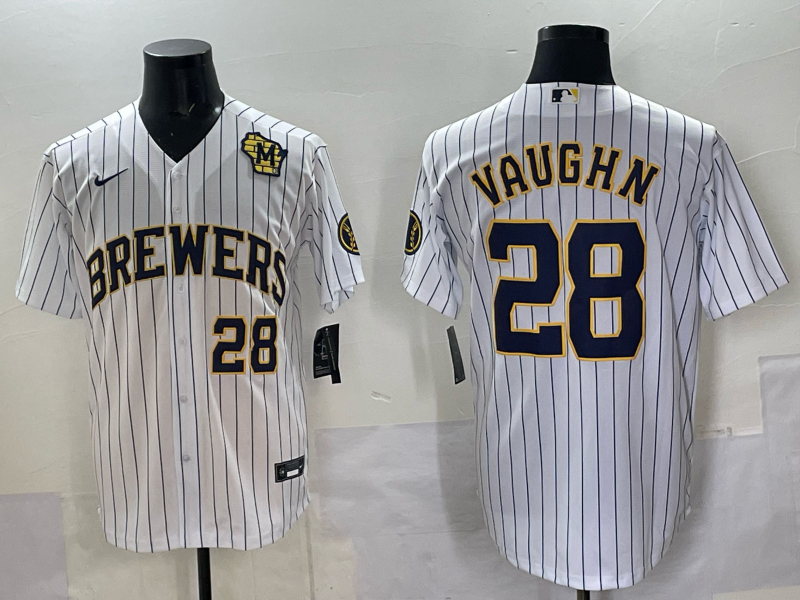 Men Milwaukee Brewers #28 Vaughn white 2025 Nike NFL JERSEY 0013->milwaukee brewers->MLB Jersey